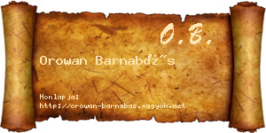 Orowan Barnabás névjegykártya